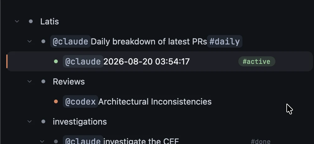 A daily pull request prompt with a dated Claude run nested beneath it